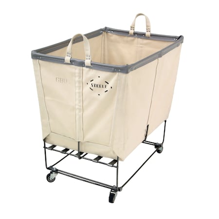 Steele Canvas Basket 6 BU Elevated Truck Natural Canvas w/Black Vinyl - 2in Stem Casters 92E6CNATVBLKM2S